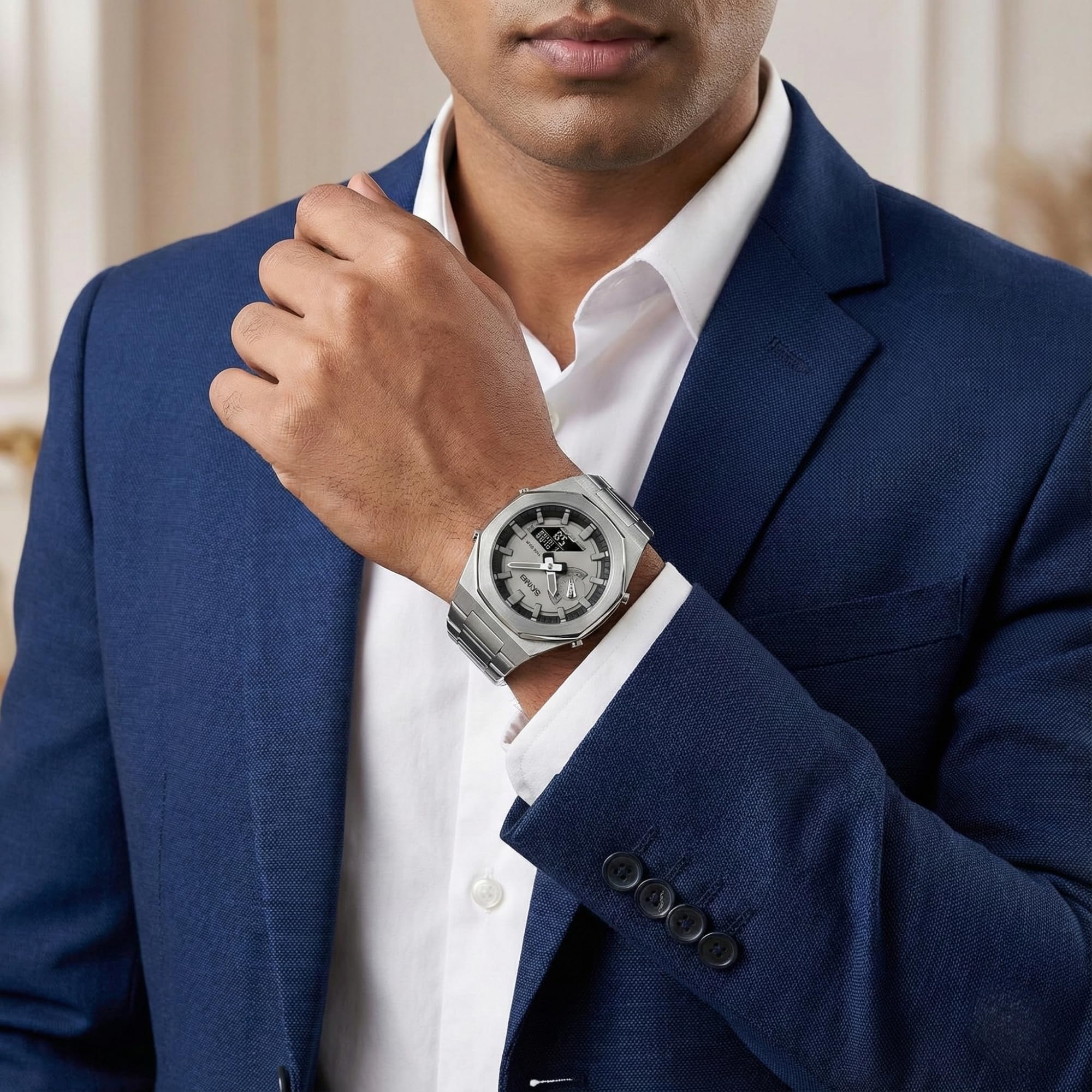 SKMEI Orologio da uomo elettronico a doppio display con luminoso, impermeabile fino a 50 m, orologio sportivo alla moda, multifunzione, 1816