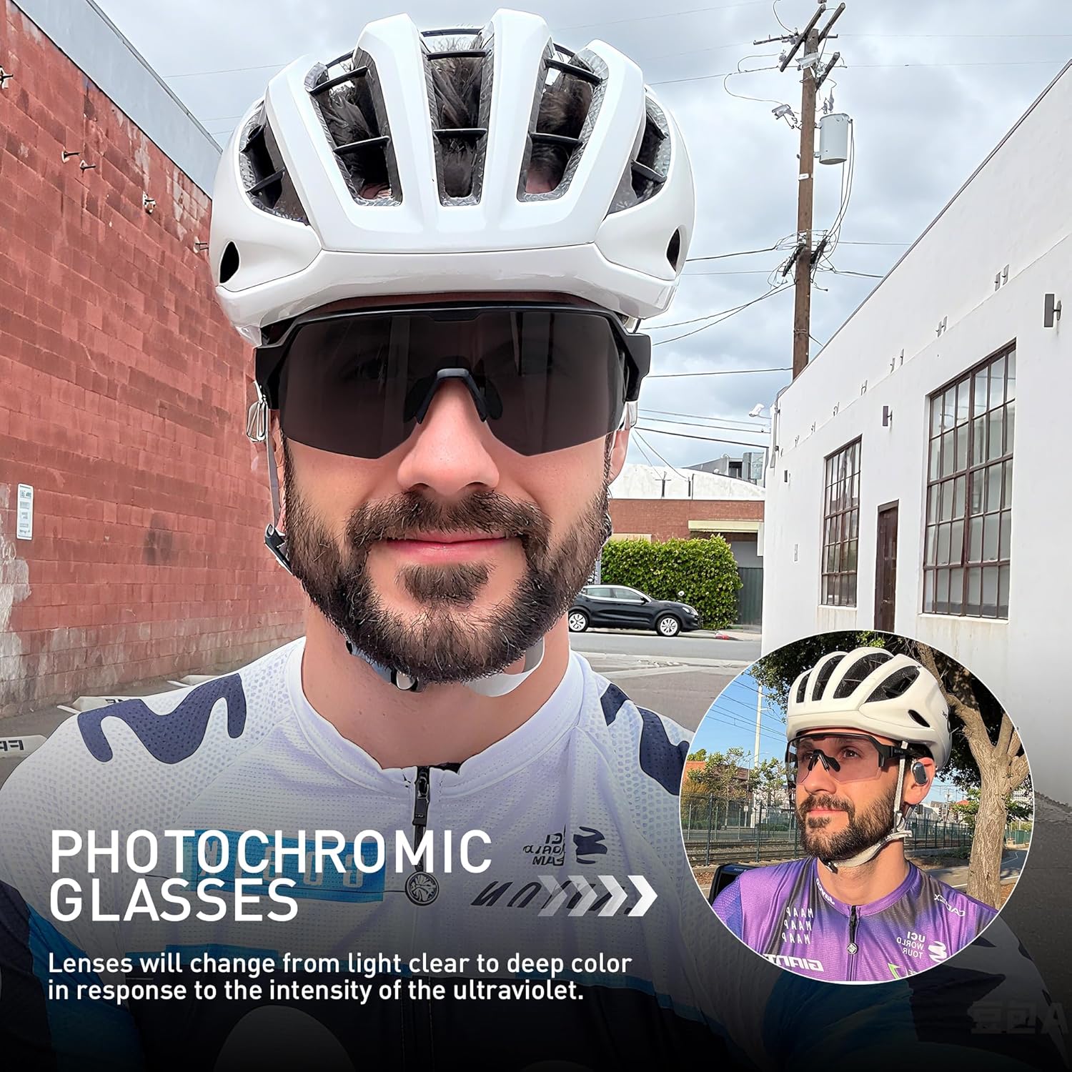 KAPVOE Photochromic Cycling Glasses for Men Women with UV400 Protection Sports Sunglasses for Biking Running MTB K360 - Image 2