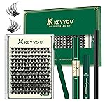 DIY Lash Extension Kit KEYYOU 144pcs Lash Clusters Eyelash Extension Kit with Mascara Brush Bond and Seal Lash Glue Remover Lash Applicators Lash Brush for DIY Lash Extensions (Y03 Kit)