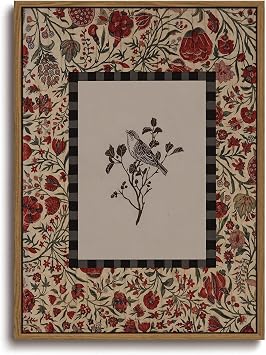 KISSFOX Vintage Framed Wall Art Decor Rustic Flowers Birds Pictures Wall Decor Botanical Floral Canvas Art Prints Red Natural Farmhouse Paintings Artwork For Bedroom Kitchen Living Room
