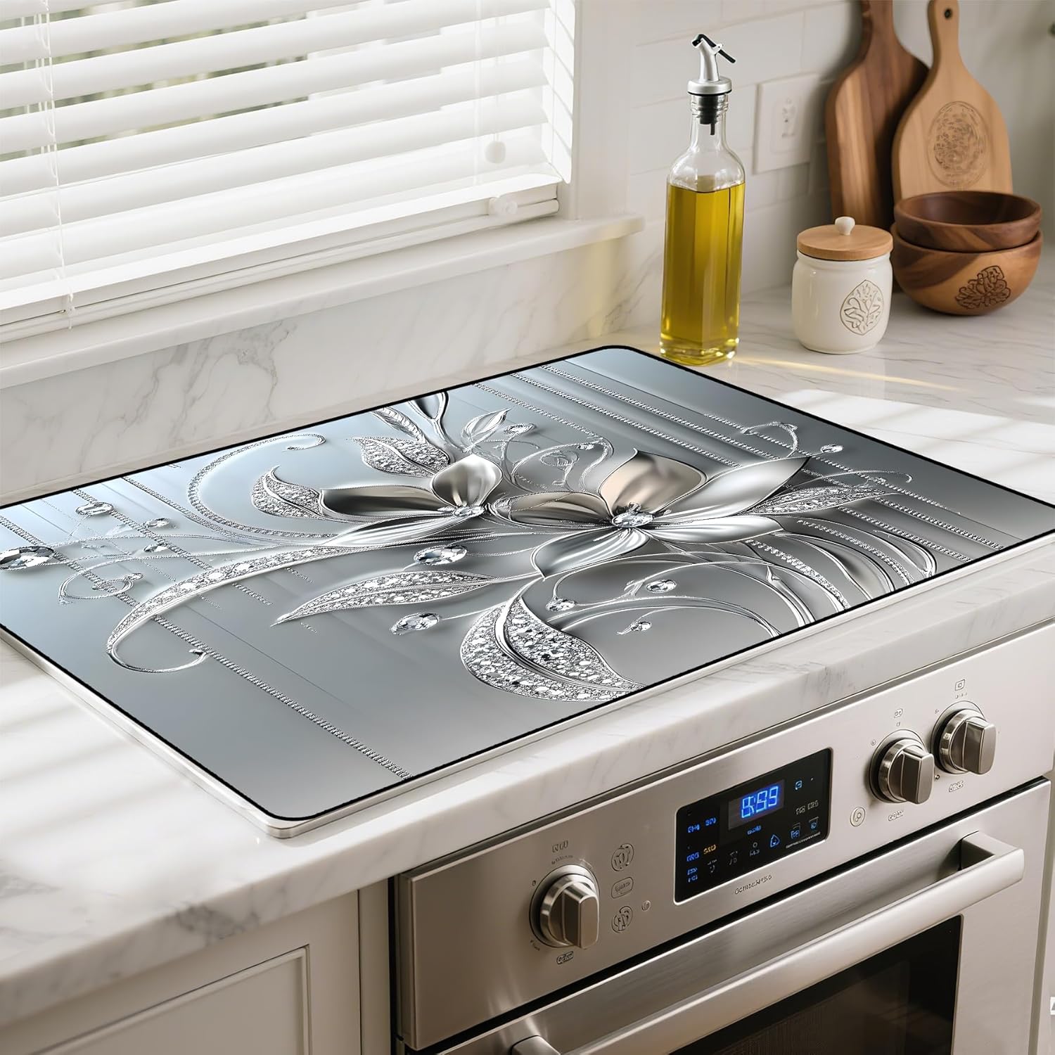 Heat-resistant Stove Top Cover - 28.5" X 20.5" Cooktop Protector Covers, Scratch-resistant Washable Pad Kitchen Countertop Mat (White, 28.5" x 20.5")