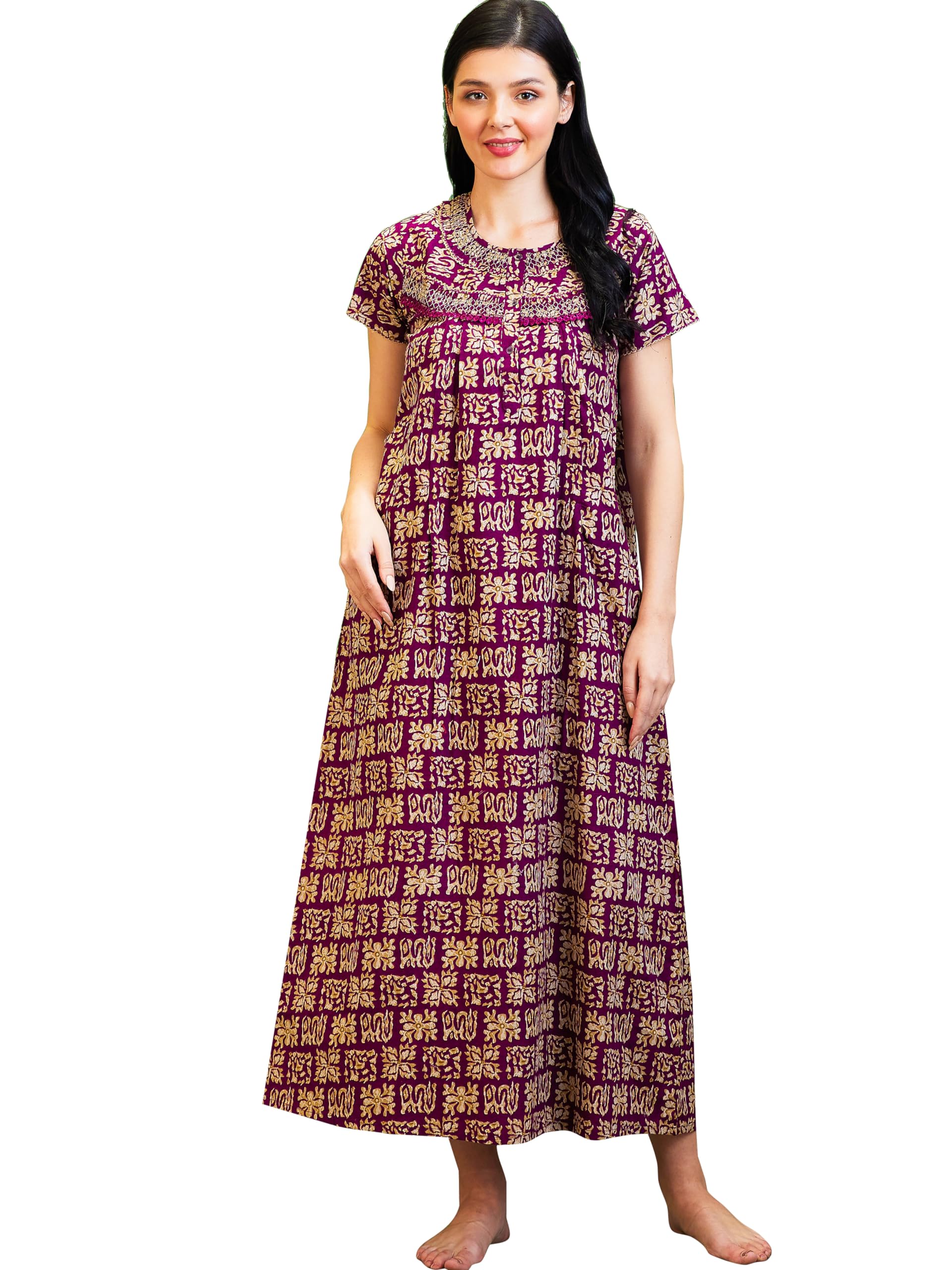 av2 Women Printed Cotton Nightwear Nighty|Womens Night Wear Maxi - 7248-picture-54