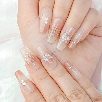 ネイルチップ 量産型ワンホン韓国 白シルバーラメ 蝶々 #97 No.17 宝石蝶々♡キラキラ ちゅるん！ ワンホン ネイルチップ