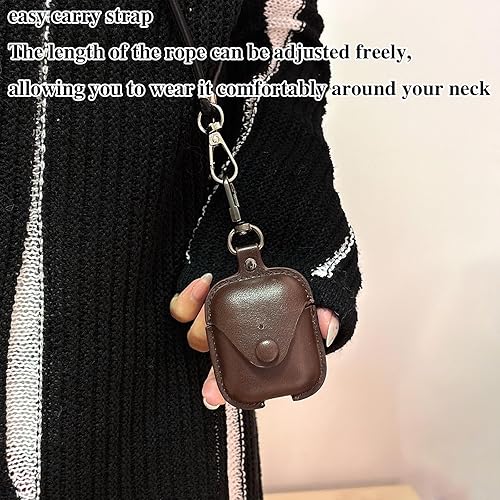 Miniatura 2 de Funda de cuero para AirPods de 12 generación, funda premium a prueba de golpes con correa para el cuello  Bonitos accesorios de viaje para mujeres,