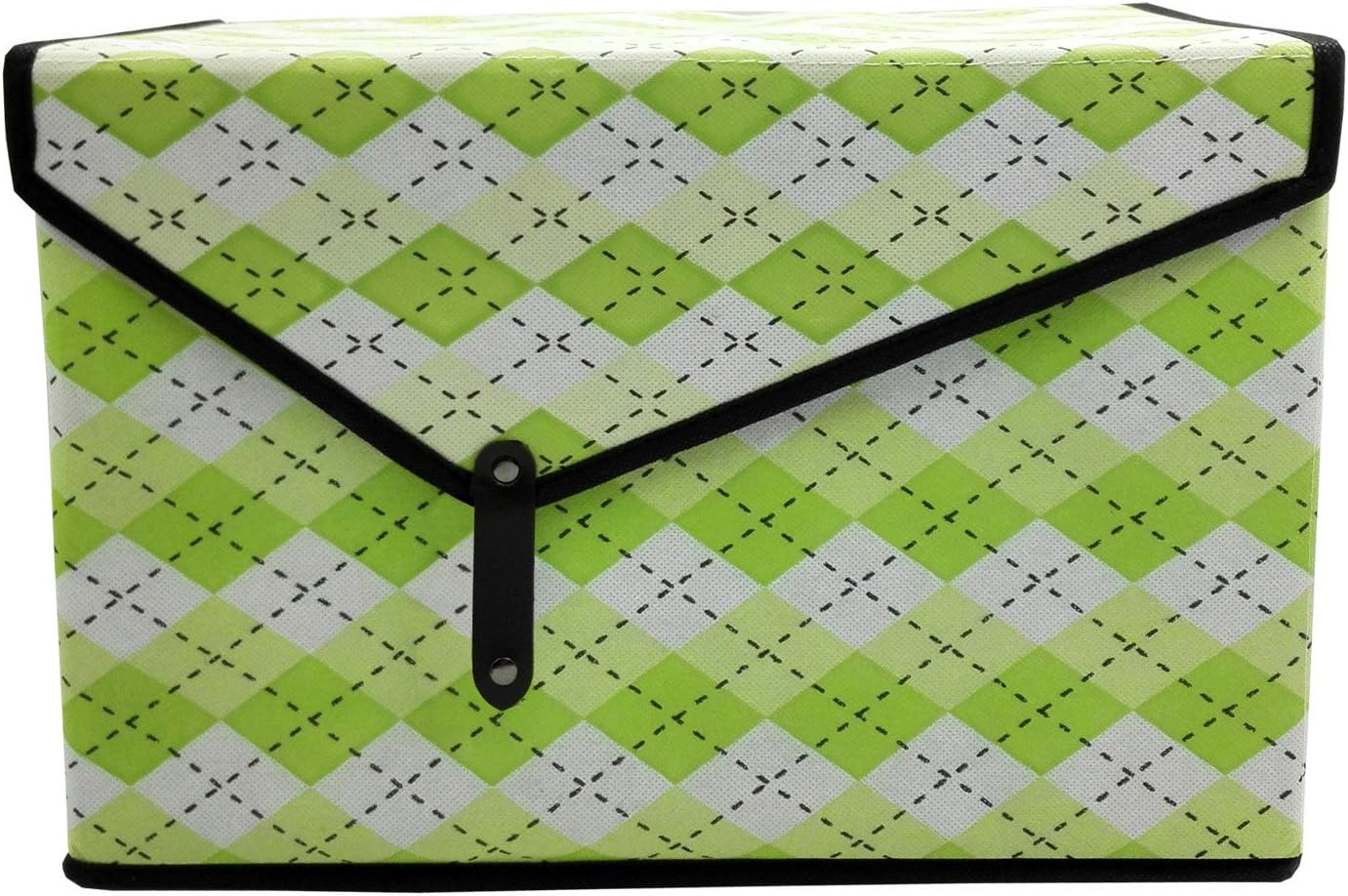 Storage Box, Foldable Non-Woven Fabric Flip Top Lidded, Green, Large