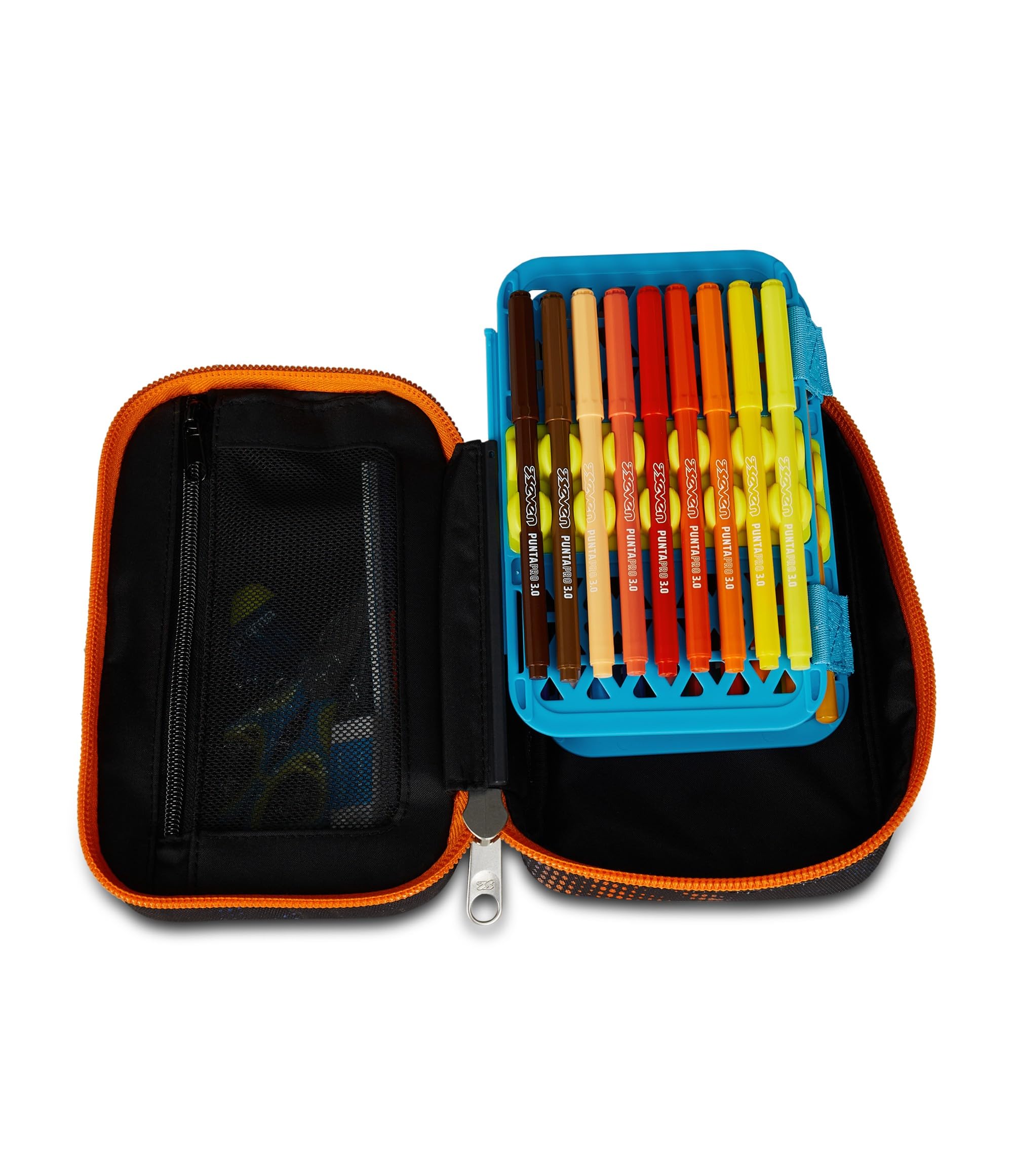 Seven Astuccio Scuola Speed Pad, Nero, Portapenne Mono Scomparto con Plance Amovibili, Completo Di Penne, Matite, Colori, Accessori Zaino, Scuola Elementare, Bambino