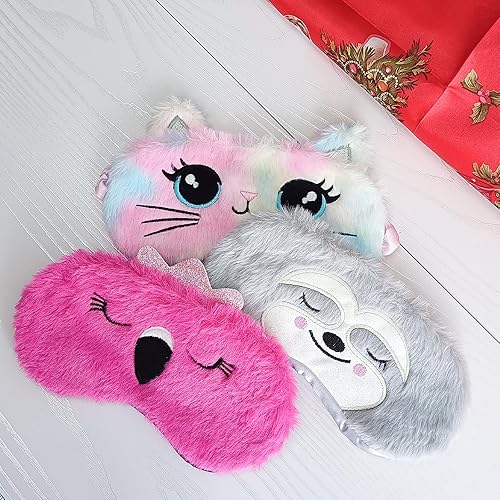 Miniatura 2 de Antifaz para dormir con diseño de animales lindos, máscara suave de felpa con orejeras, conejo, panda, koala, para niños, adolescentes, niñas,