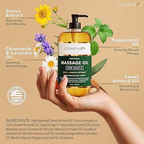 Miniatura 2 de Cosmetasa Set de regalo de spa de aceite de masaje para mujeres, lavanda relajante, árnica cálida y aceites nutritivos de cítricos y coco, incluye