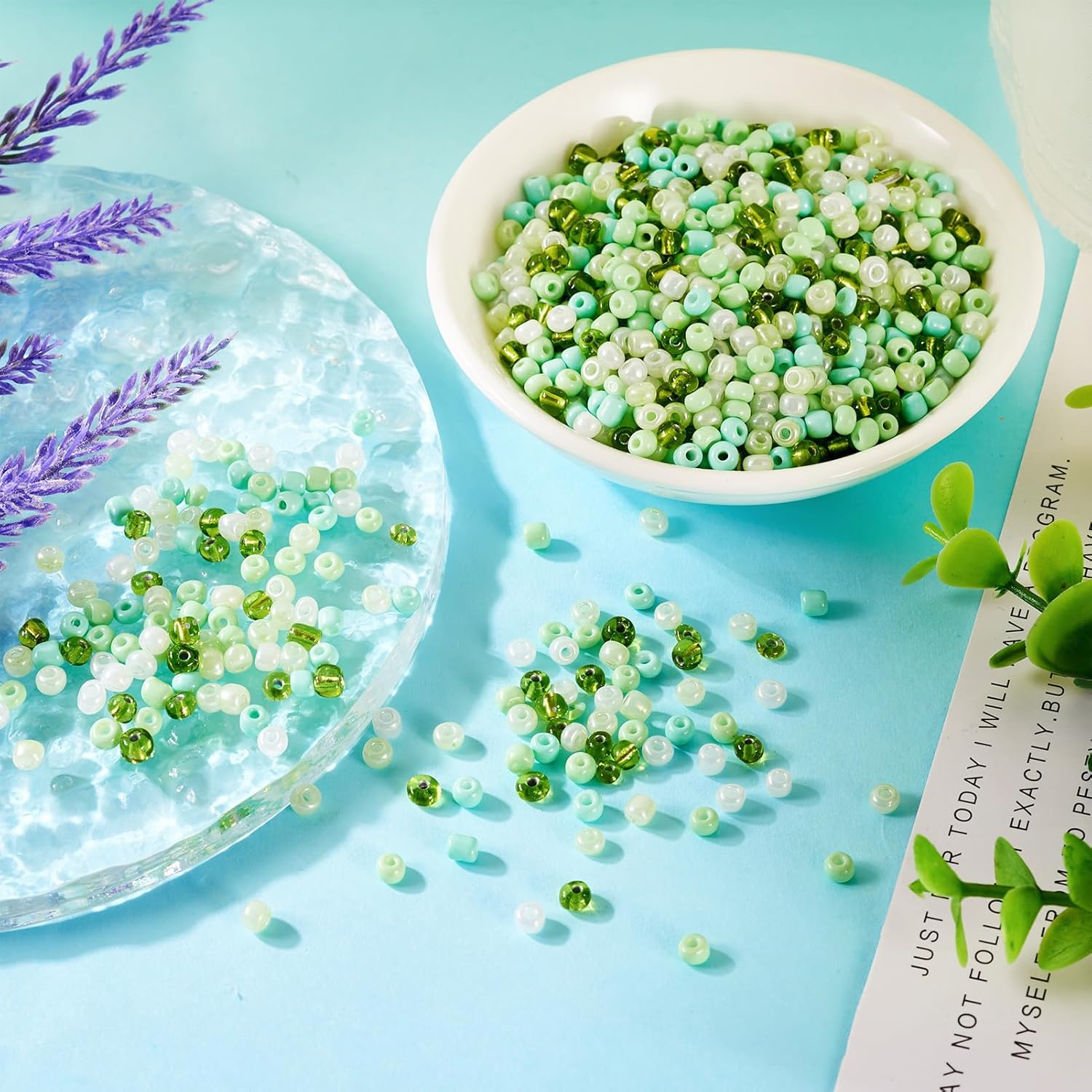FASHEWELRY 1 Bag 4mm Glass Seed Beads Pale Green Opaque Transparent Round Crystal Pony Beads Small Kandi Beads for Bracelets Necklace Earring DIY Jewelry Making Craft - Image 2