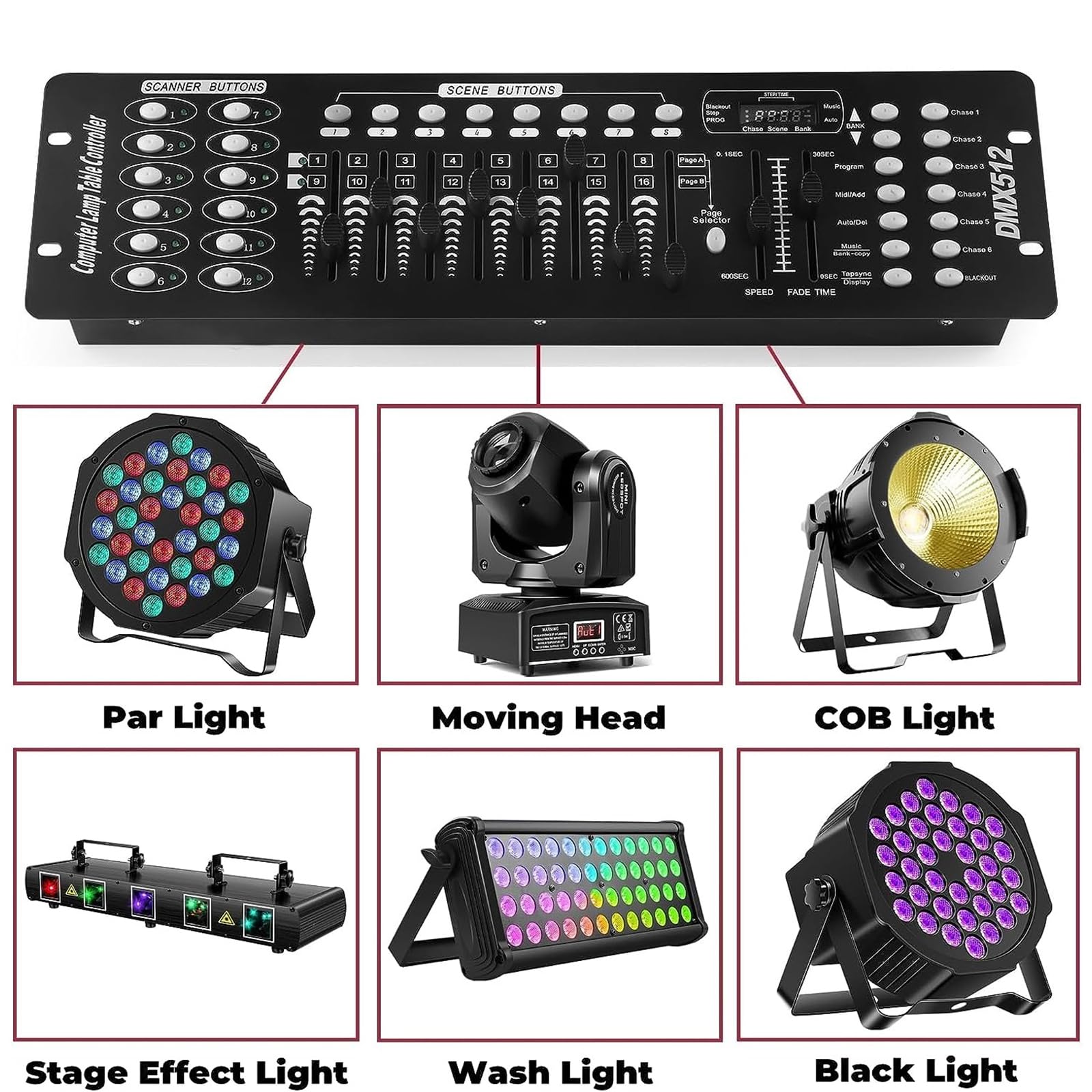 UKing 192 Kanallı DMX512 Controller Konsolu 240 Sahne MINI DMX