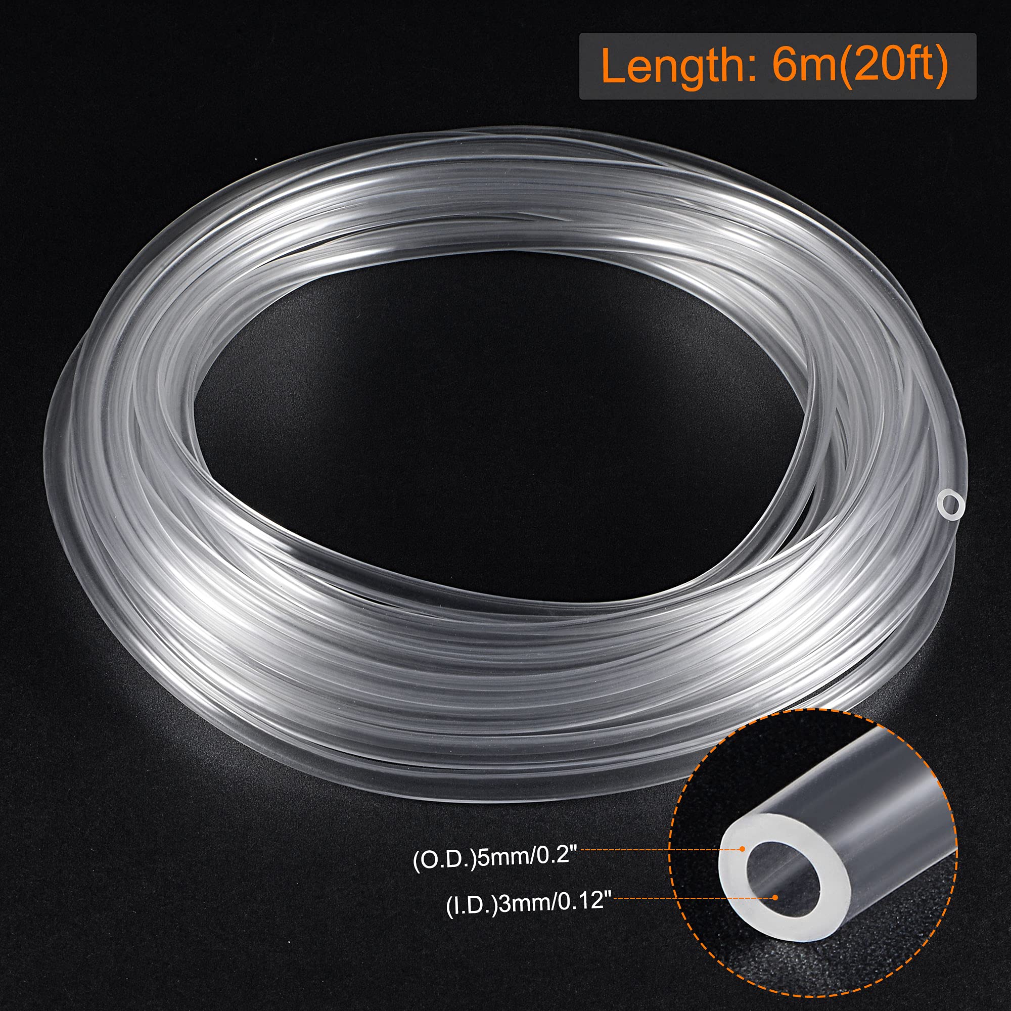 sourcing map Tuyau Flexible PVC Transparent Vinyle Tube PVC 3mm Diamètre Interne 5mm Diamètre Externe 6 Mètre de Longueur Flexible Léger pour Eau Tube Air Ligne