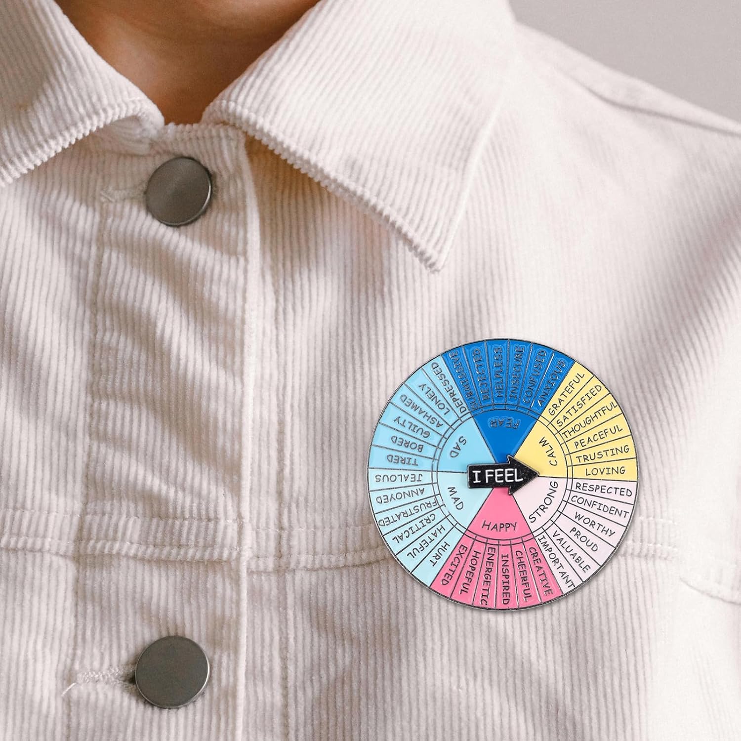 ibasenice Funny Brooch Emotion Wheel Pin Interactive Feeling Display Accessory for Social Engagement Lightweight Retro Design for Mood Expression and Creative