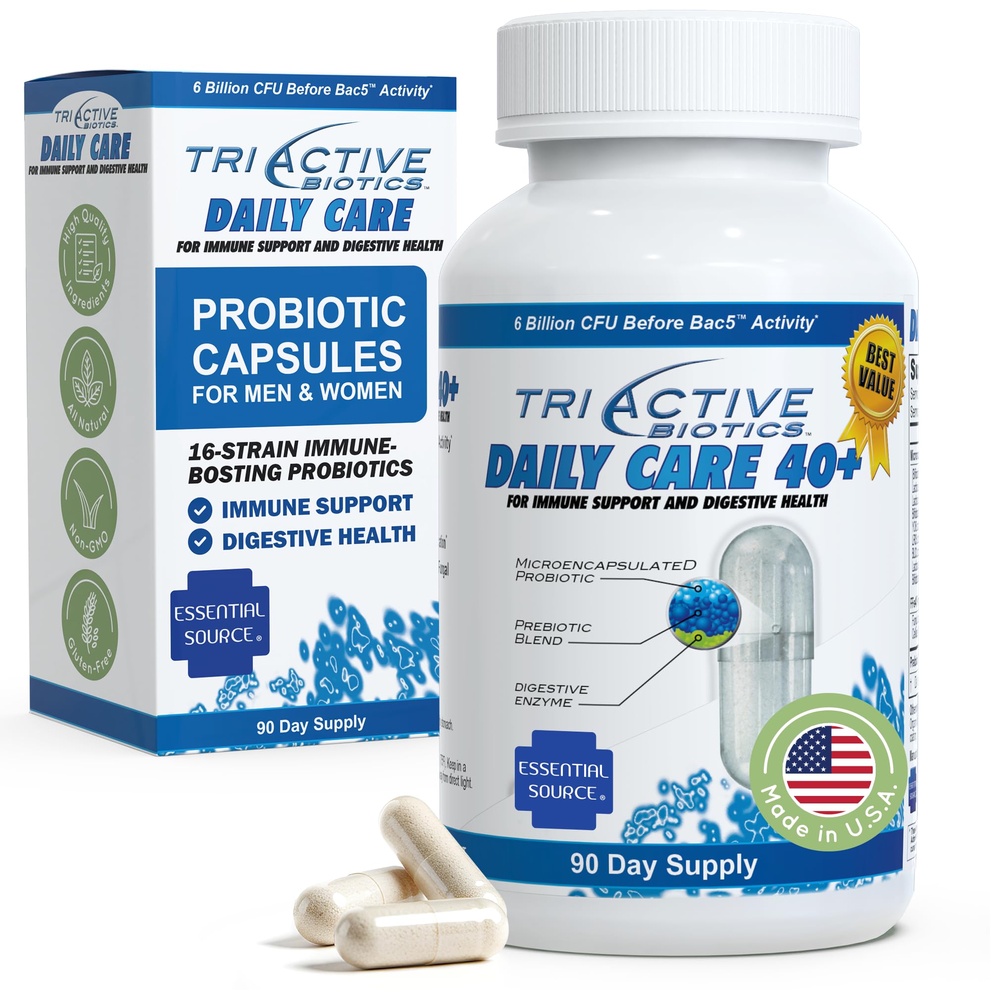 TriActive Biotics™ Daily Care Immune Support and Digestive Health - 90 Capsules