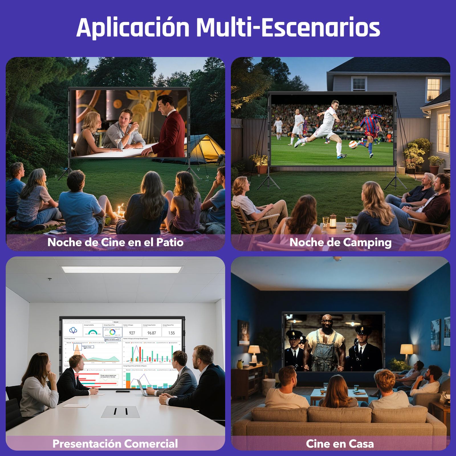 Pantalla de Proyección Portátil 120 Pulgadas con Trípode – LEORFI para Interior y Exterior, Tela de Proyección 4K HD 16:9 Modo Front/Rear, Ligera con Bolsa de Transporte y Accesorios de Fijación