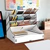 Mingitav Chamber 12 Eyes Oversized Desktop Pen Holder Organizer, Desktop Organizer A4 Document Rack with Drawers (White)