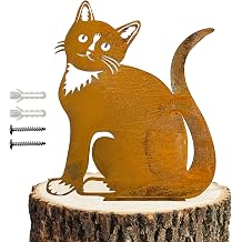 Metal Cat Decoration, Silver Garden Ornaments Silhouette Simulation Figurine Home Decor Rustic Outdoor Patio Yard Adornment Metal Cat Statues