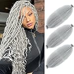 Afro Twist Hair 12 Inch 3 Packs, Springy Afro Twist Hair Pre Fluffed Spring Twist Hair Pre Separated Wrapping Hair for Soft Locs Hair Extensions (12 Inch (Pack of 3), Gray)