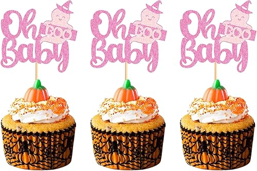 Miniatura 8 de Ercadio Paquete de 24 adornos para cupcakes de calavera con purpurina para Halloween, decoración de cupcakes de calavera de terror para Halloween,