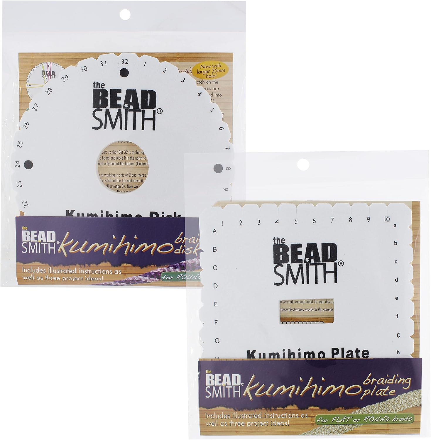 The Beadsmith Kumihimo 2-Piece Combo – Round and Square 3/8” Thick Dense Foam Disks – 6-Inch Diameter – Jewelry Tools for Kumihimo Braiding & Macrame Designs