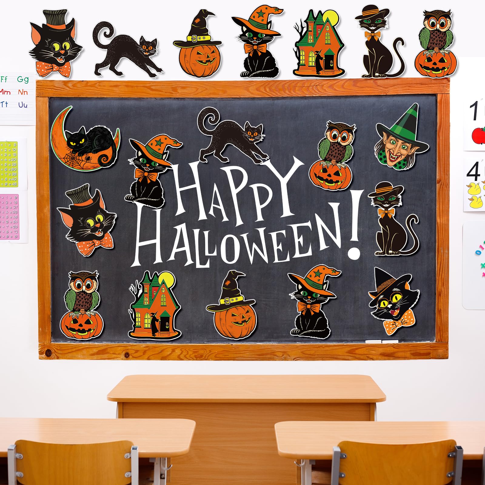 Amazon.com: Whaline 40Pcs Vintage Halloween Cutouts, Retro Pumpkin