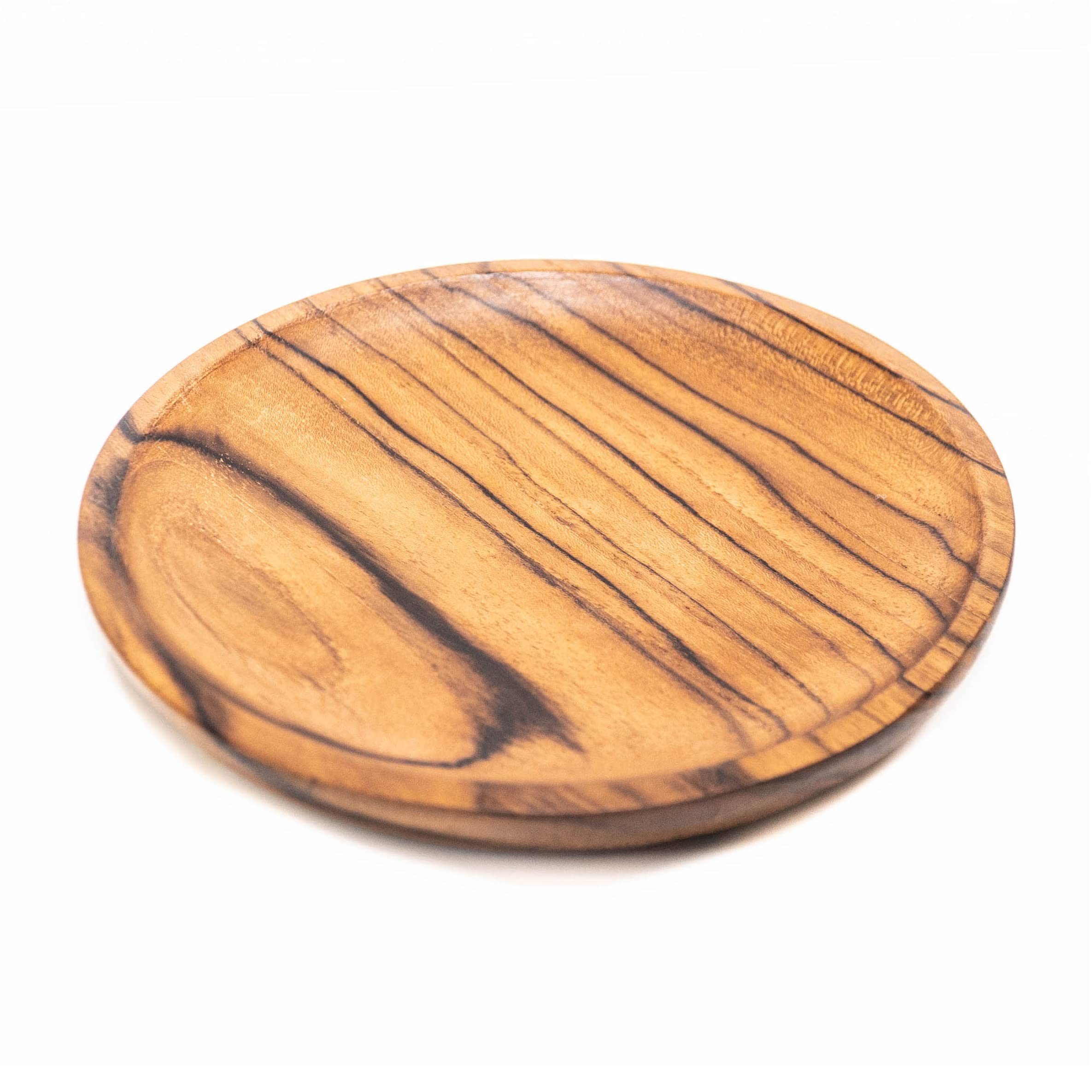 Rainforest Bowls Zestaw 2 okrągłych jawajskich talerzy z drewna tekowego o średnicy 15 cm - idealne do codziennego użytku - przyjazne dla gorących i zimnych, bardzo trwałe, drewniane talerze premium -