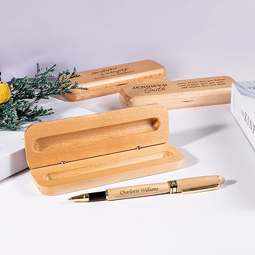 Miniatura 3 de Bivei Regalo de bolígrafo grabado para mujeres y hombres, juego de bolígrafos y lápices personalizados en madera de arce, juego de 2 bolígrafos de