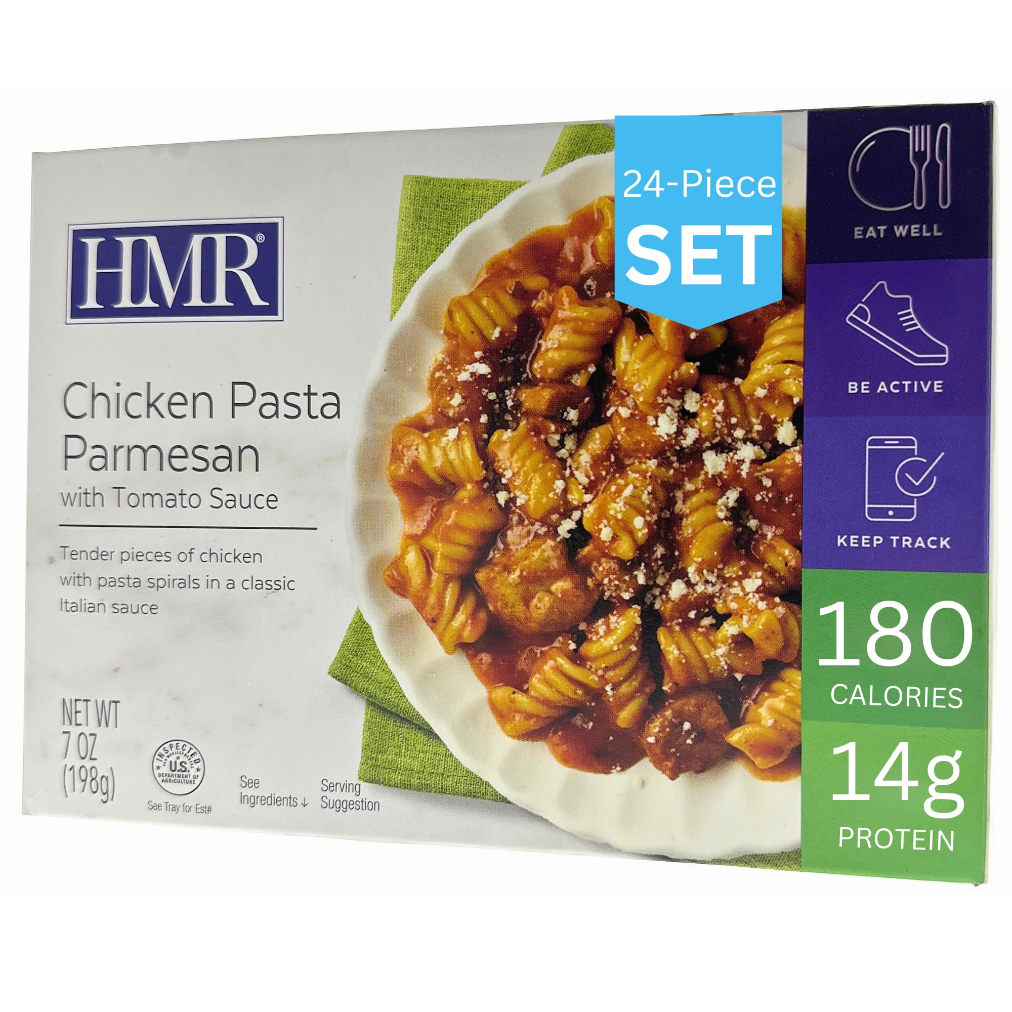 24-Pack HMR Chicken Pasta Parmesan Entrée | Pre-packaged Lunch or Dinner to Support Weight Loss | Ready to Eat | 14g of Protein | Low Calorie Food | 8oz Serving per Meal
