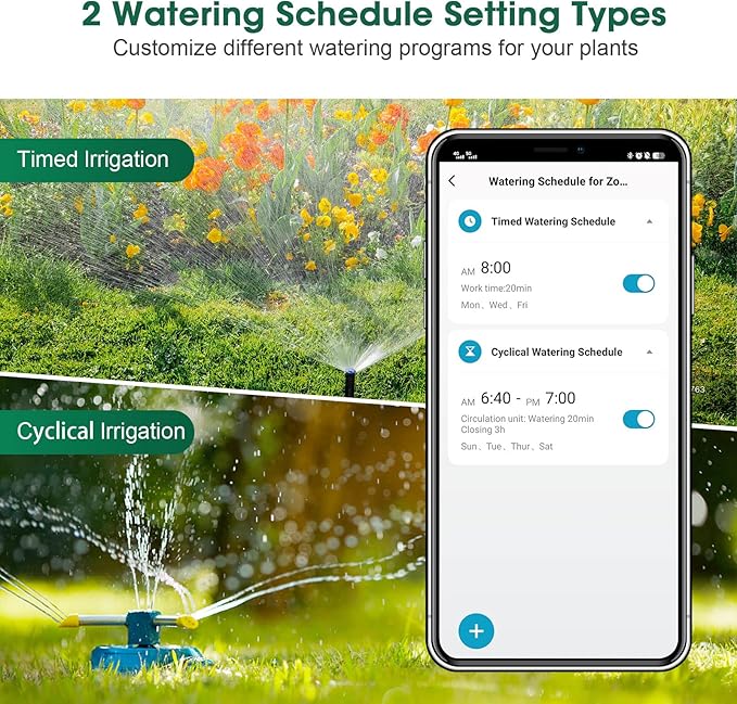 This smart irrigation system allows you to expand up to 32 WiFi water timers with just one WiFi hub, creating a comprehensive solution for your garden. The timer is compatible with Alexa and Google Assistant, giving you the option to control your watering system with simple voice commands. With its waterproof and low power consumption design, the Insoma WiFi Sprinkle Timer is durable and long-lasting, making it a reliable choice for your outdoor watering needs.