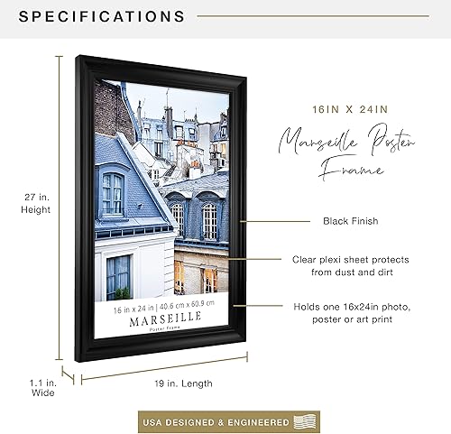 Miniatura 3 de MCS, Marco para póster de Marsella negro, 16 x 24 pulgadas, 16 x 24 pulgadas