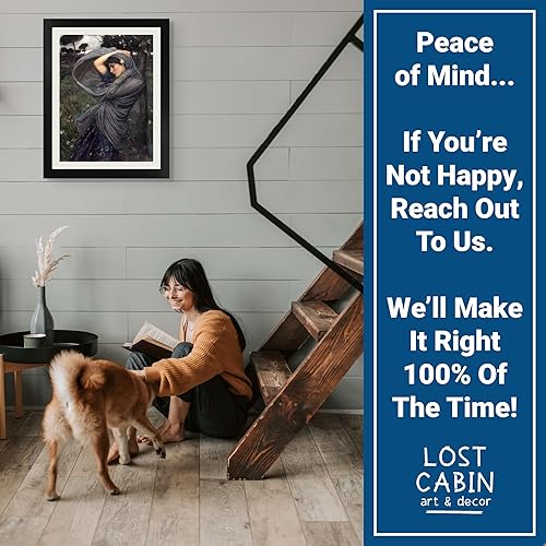 Miniatura 5 de Boreas de cabaña perdida por John William Waterhouse | Impresión enmarañada en marco plano negro | Reproducción de pinturas de obras de arte finas |