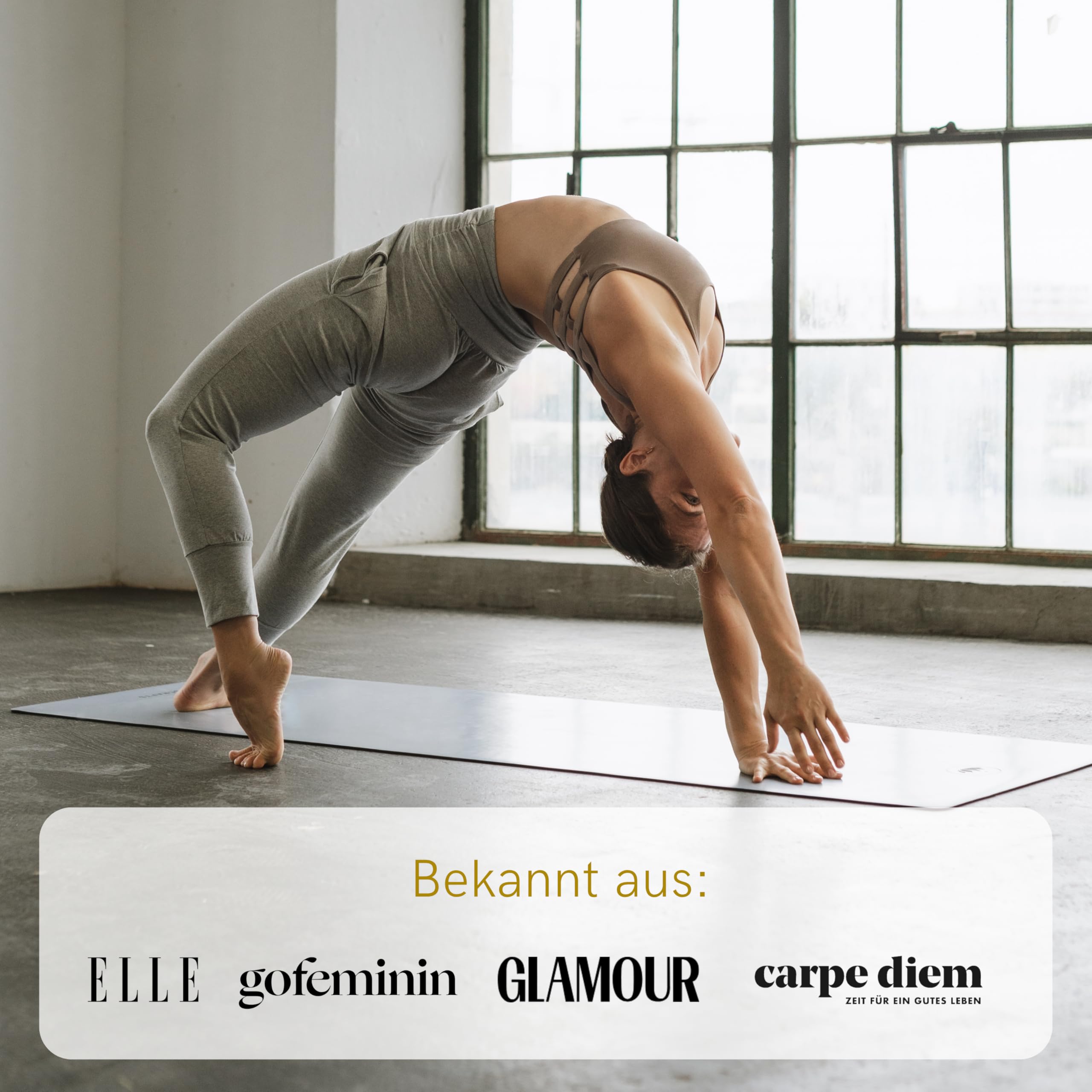 LOTUSCRAFTS® Yogamatte rutschfest, aus Naturkautschuk, universell einsetzbar als Yoga Matte, Sportmatte, Gymnastikmatte, Fitnessmatte, Yoga Mat, Matte Sport, Trainingsmatte