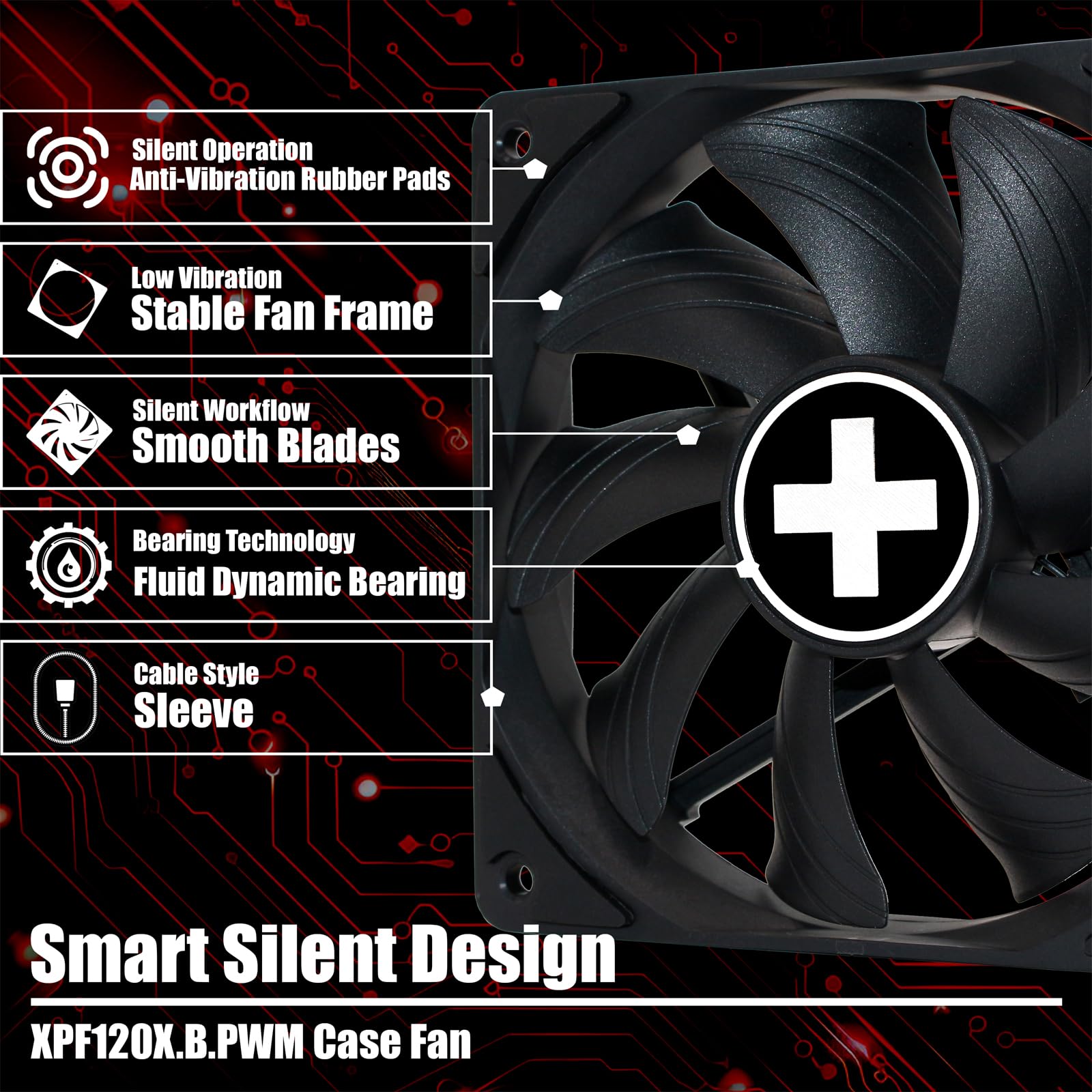 PC- Caselüfter XILENCE Performance X Serie Fan 120 mm, XPF120X.B.PWM