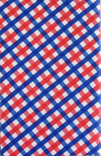 Patriotic Red, White and Blue Check Pattern Vinyl Flannel Back Tablecloth (52