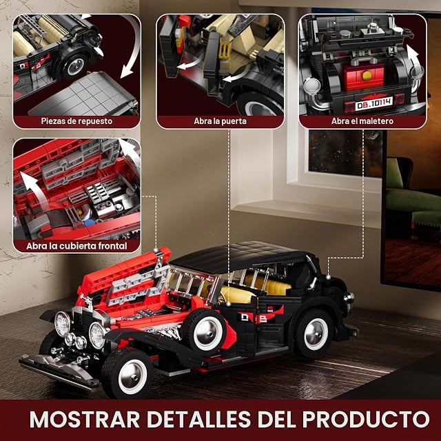 Foto 6 de 6 de Mould King Tecnología Coche Clásico Modelo Bloques de Construcción DSBG Retro Lujo Kit de Montaje Bloques…