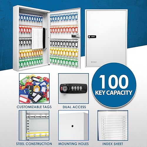 Miniatura 9 de Barska Caja ajustable de 100 llaves con cerradura de combinación, color gris