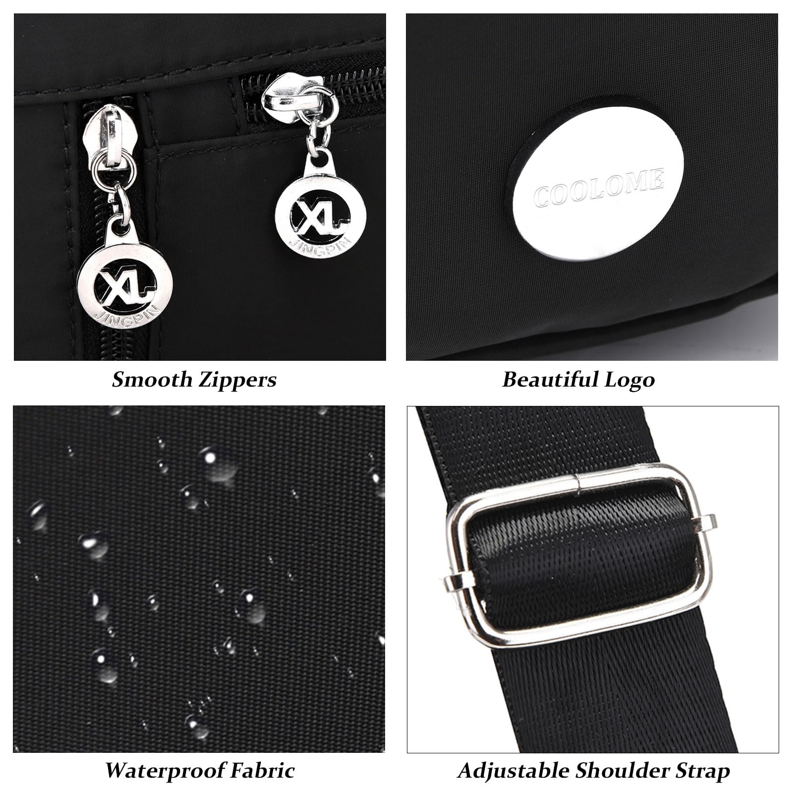 COOLOME Purses for Women CrossBody Bag Waterproof Purse Shoulder Handbag Multiple Pockets Nylon Messenger Bag Fashion Tote Bag with Adjustable Shoulder Bag