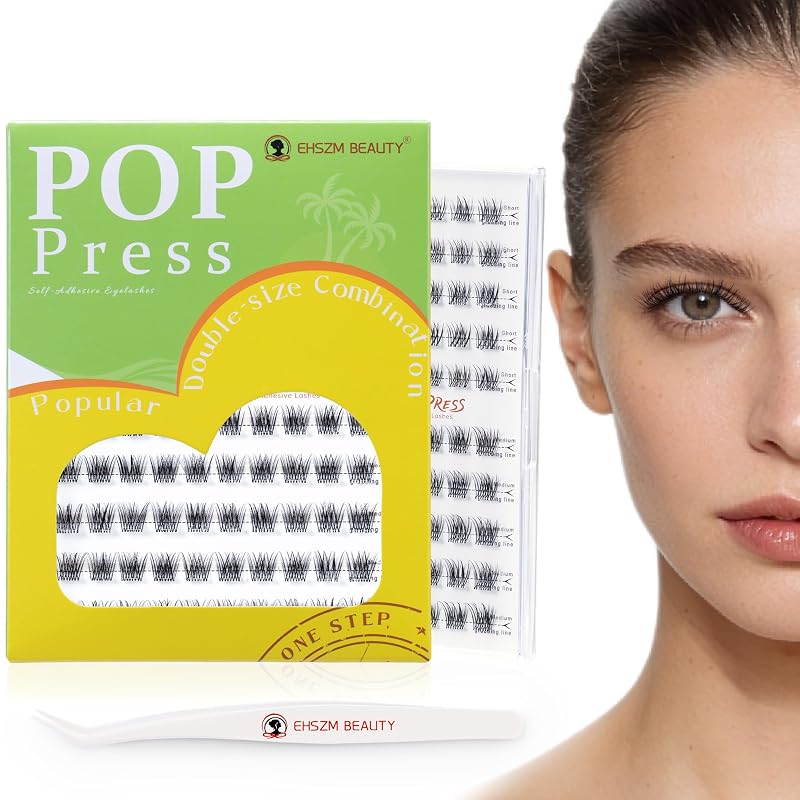 Kit de tufos de cílios postiços autoadesivos pré-colados POP PRESS 8–10 mm EHSZM BEAUTY