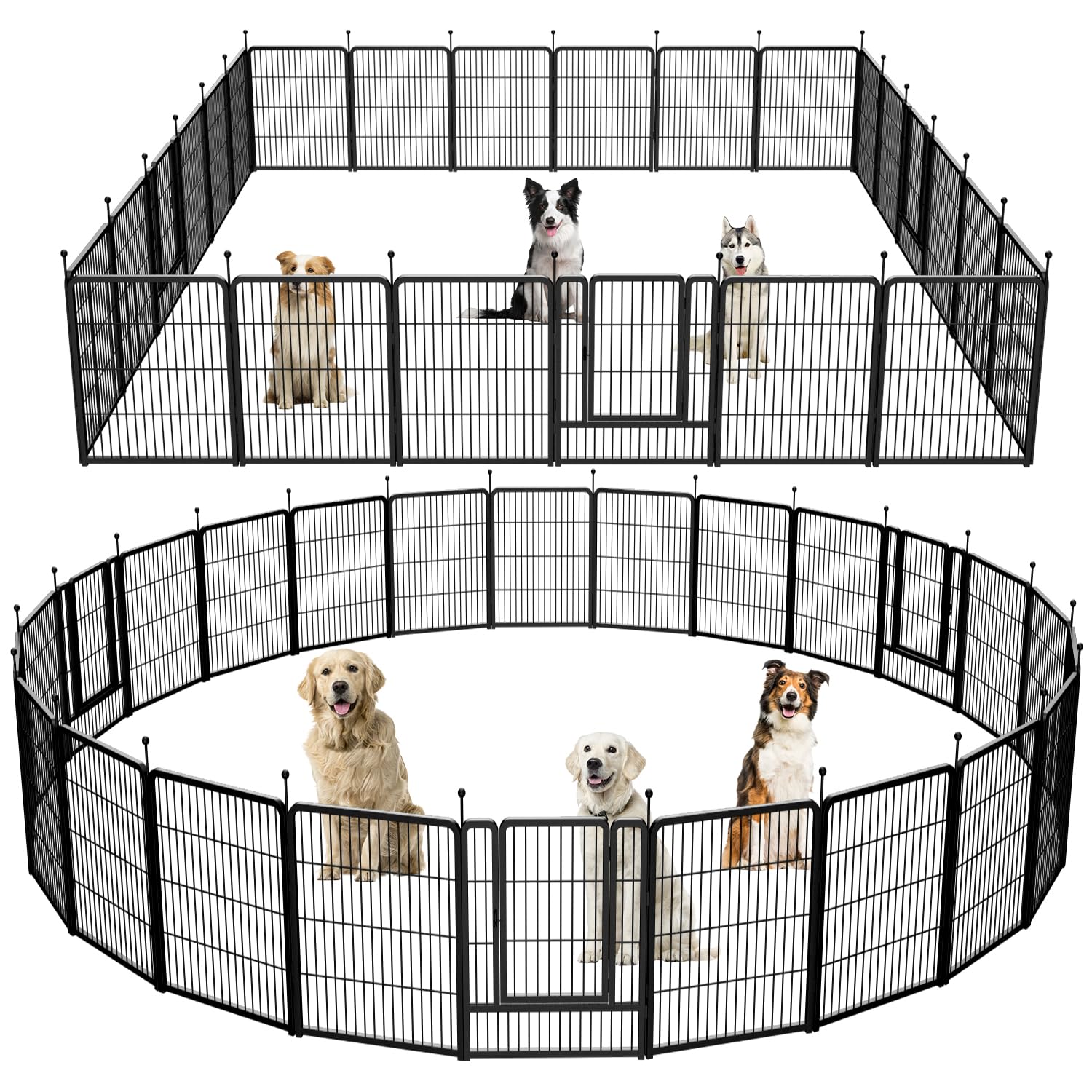 Dog Playpen,Portable Outdoor Dog Fence, Dog Playpen for Large/Medium/Small Dogs, Dog Fences for the Yard,with Doors Foldable Metal (24 Panels, 45 inch)