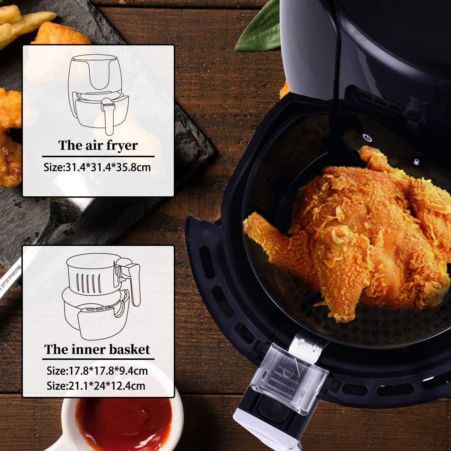Friggitrice ad Aria Calda con 6 Diversi Programmi di Cottura,Air Fryer Multifunzione 3,5 L,Friggitrice ad Aria Senza Olio, 1500 W Airfryer con LED Touch Screen Friggitrice ad Aria Calda con 6 Diversi Programmi di Cottura,Air Fryer Multifunzione 3,5 L,Friggitrice ad Aria Senza Olio, 1500 W Airfryer con LED Touch Screen