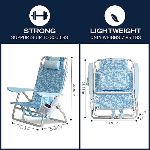 Miniatura 3 de Nautica Silla de playa, silla de mochila de cinco posiciones, portátil y ajustable con almohada acolchada y portavasos y bolsa térmica aislada Playa