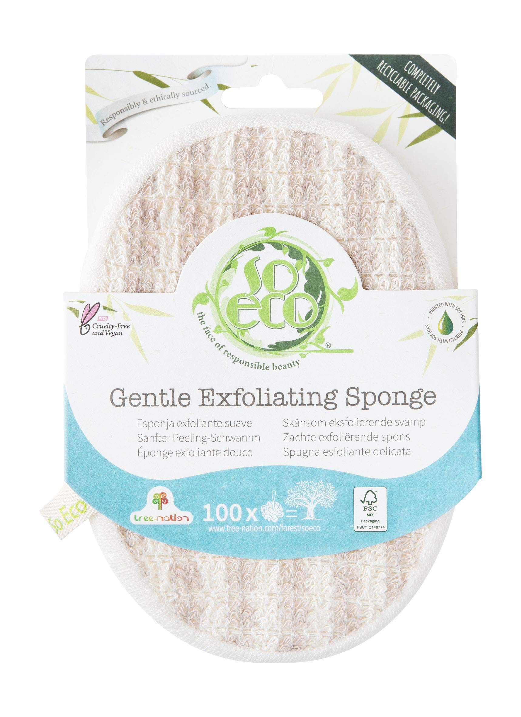 So Eco Gentle Exfoliating Sponge – Body Buffing Sponge for Smooth, Radiant Skin, Shower & Bath Accessory for Gentle Exfoliation, Vegan & Cruelty-Free