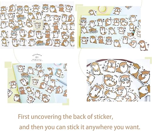 Miniatura 8 de Calcomanías para laptop de tamaño pequeño, 45 piezas de Doraking en caja, decoración de nutrias, calcomanías temáticas para laptop, planificadores,