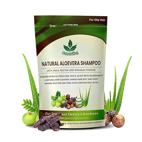 Havintha Natural Amla Reetha Shikakai y Aloevera Powder Shampoo para cabello graso  Polvo orgánico para el crecimiento del cabello