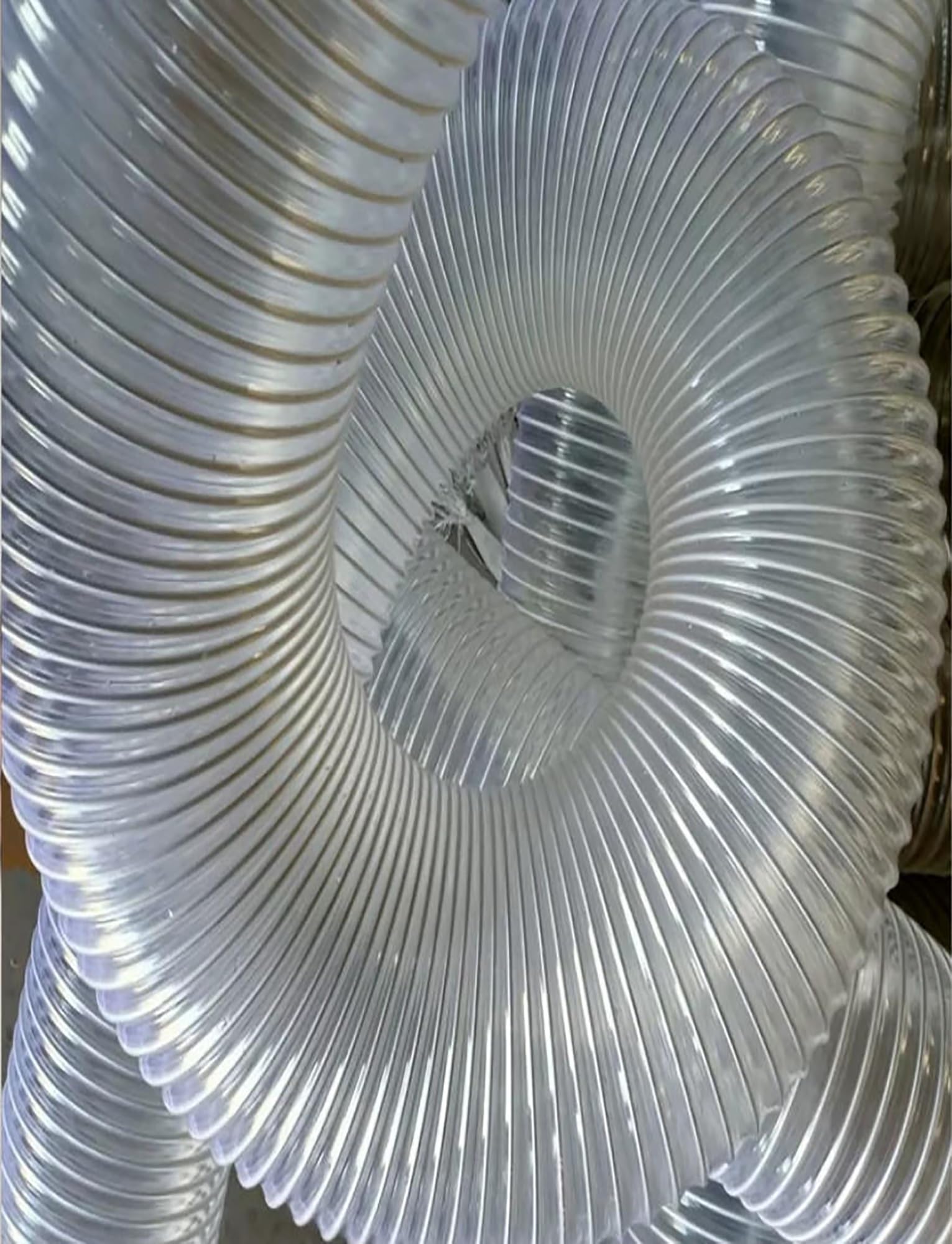 Manguera de polvo de PVC, manguera de vacío reforzada con alambre flexible transparente para carpintería y conductos de ventilación