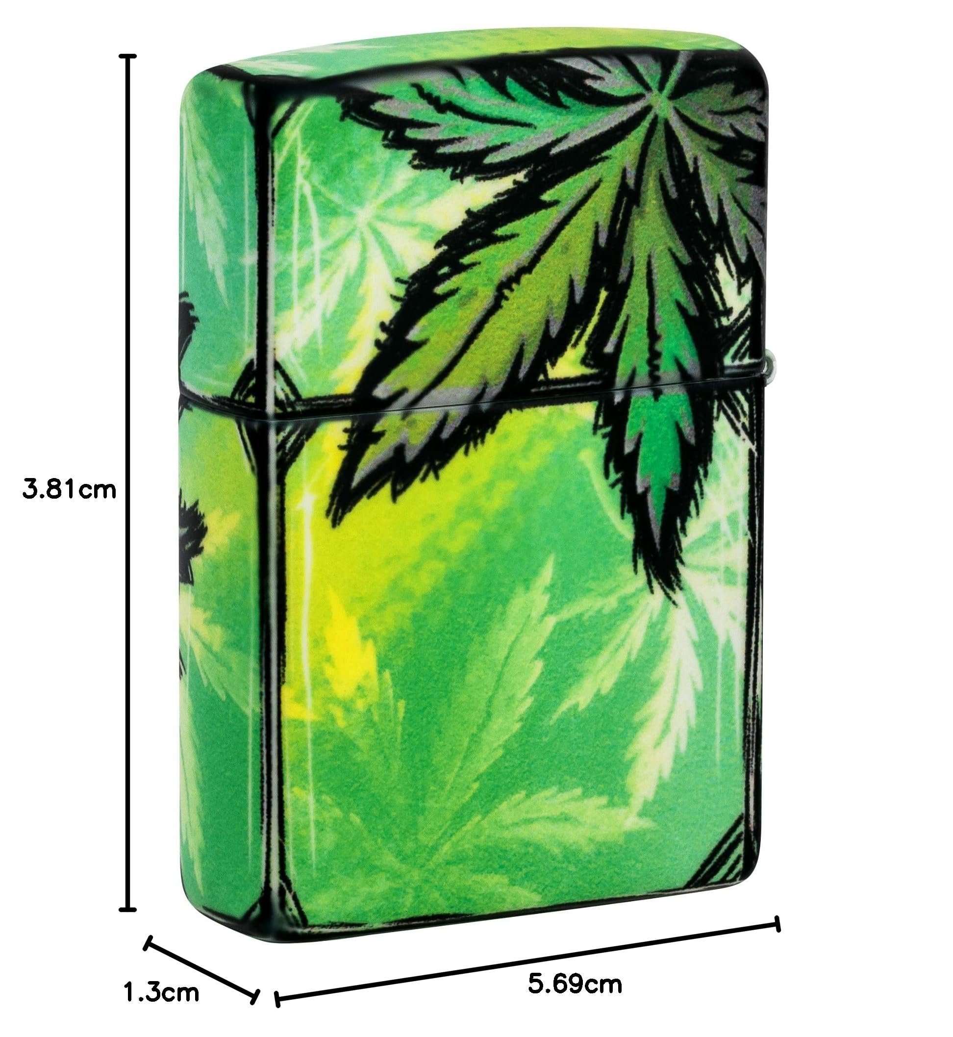 Zippo Sturmfeuerzeug - Glowing Cannabis, 540° Glow-in-The-Dark, Color Image - Nachfüllbar - Wiederverwendbar - Windfestes Design - Geschenkbox - Made in USA