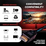 SatelliteSale Digital High-Speed 1.4 HDMI Cable (4K/30Hz 10.2Gbps) PVC 2160p Black Cord (12 Feet)