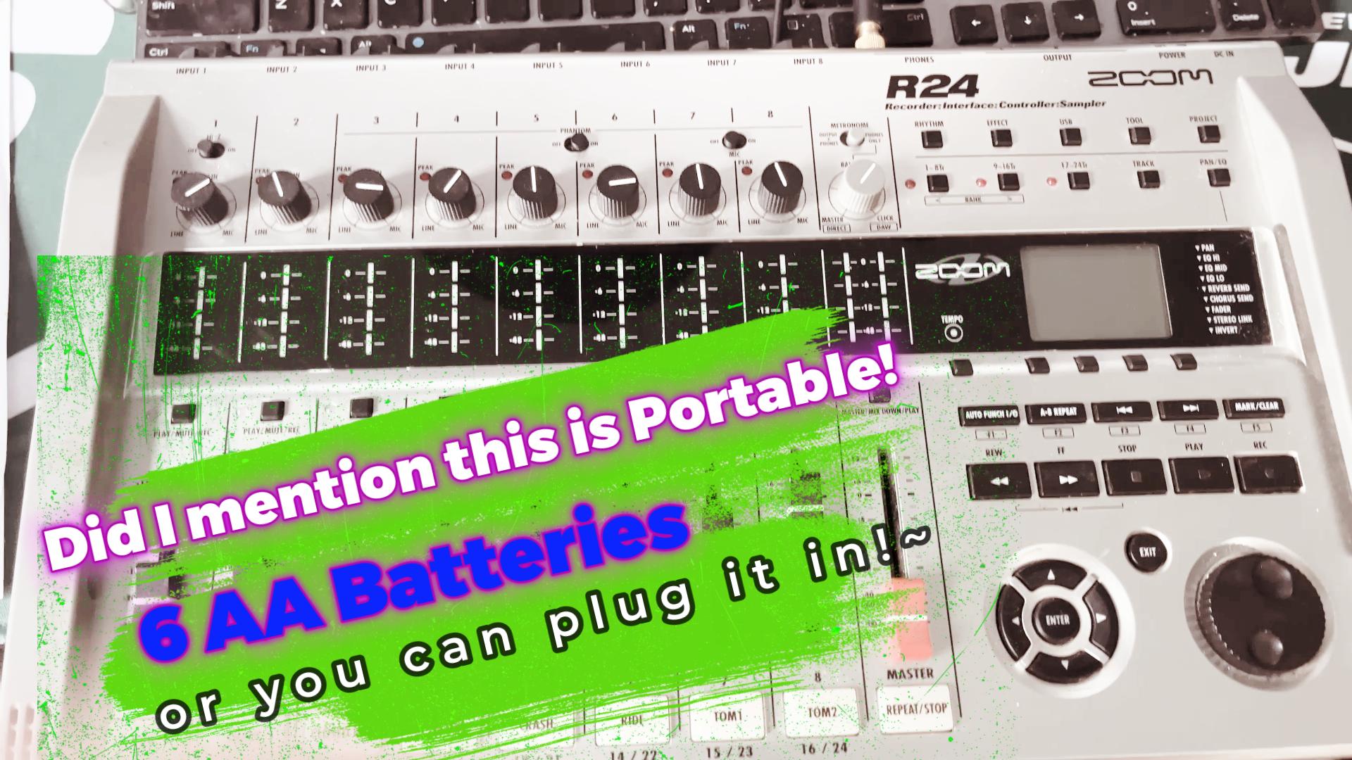 Watch One of Zoom R24 Best Features- Its portable- Add Batteries