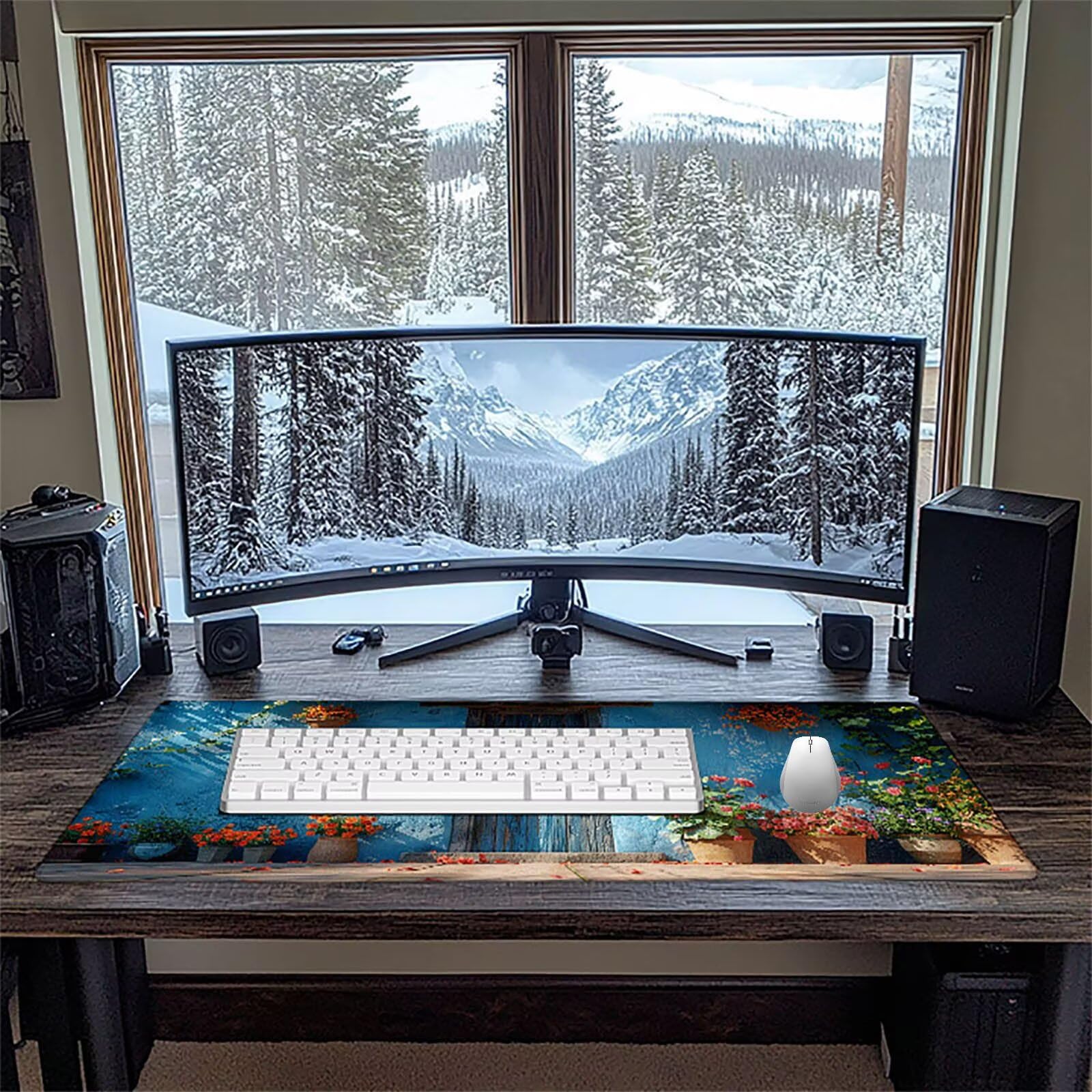 Porta Tappetino Mouse Gaming xxl 1200 x 600 mm, Tappetino Scrivania Blu Con Bordi Cuciti, Presa Stabile su Superfici Lisce, Impermeabile Antiscivolo Mouse Pad per Gaming Accessori PC, Regalo z2-7I