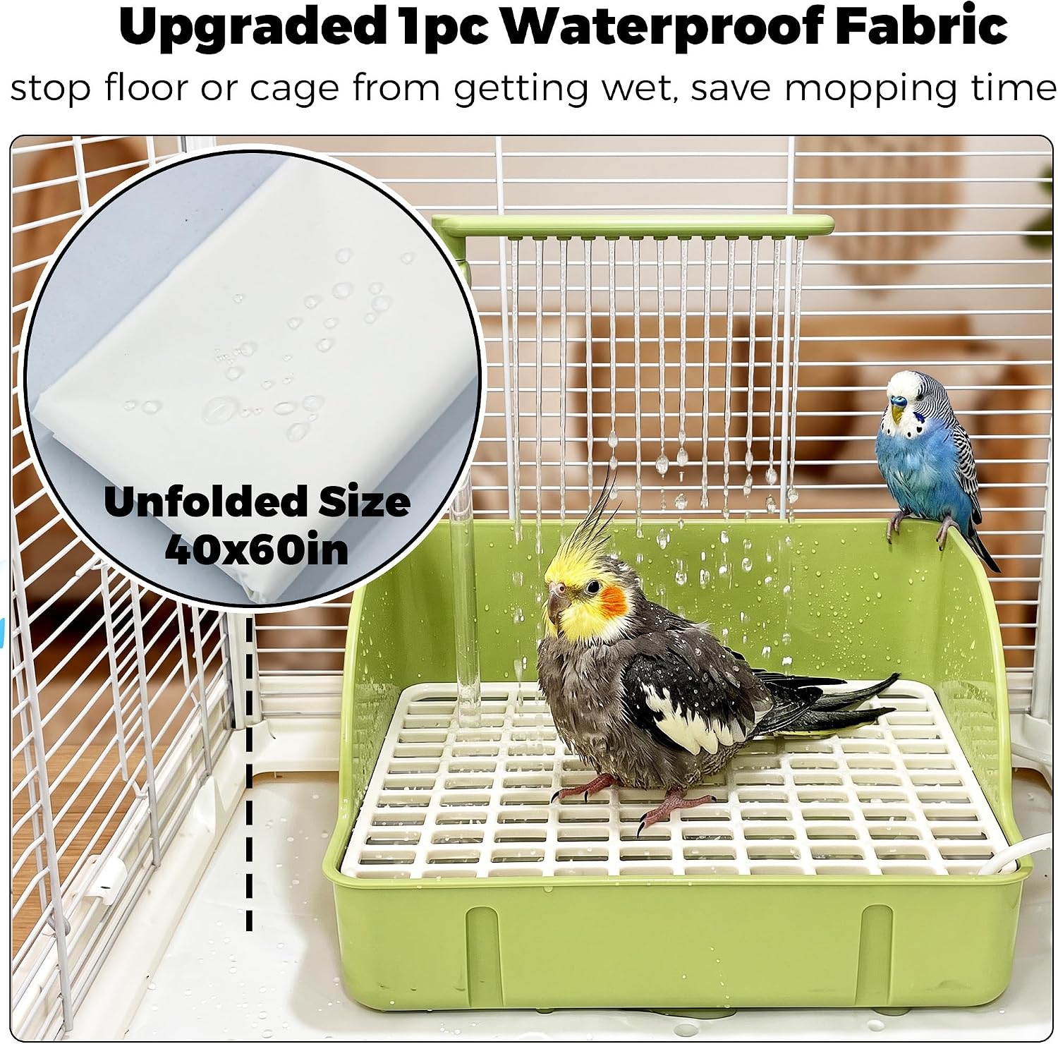6‑Ring Bird Swing Toy with DIY Cotton Rope and Automatic Parakeet Bird Bath with Pump & Control Valve for Cage Parrot Tame Birds image 5