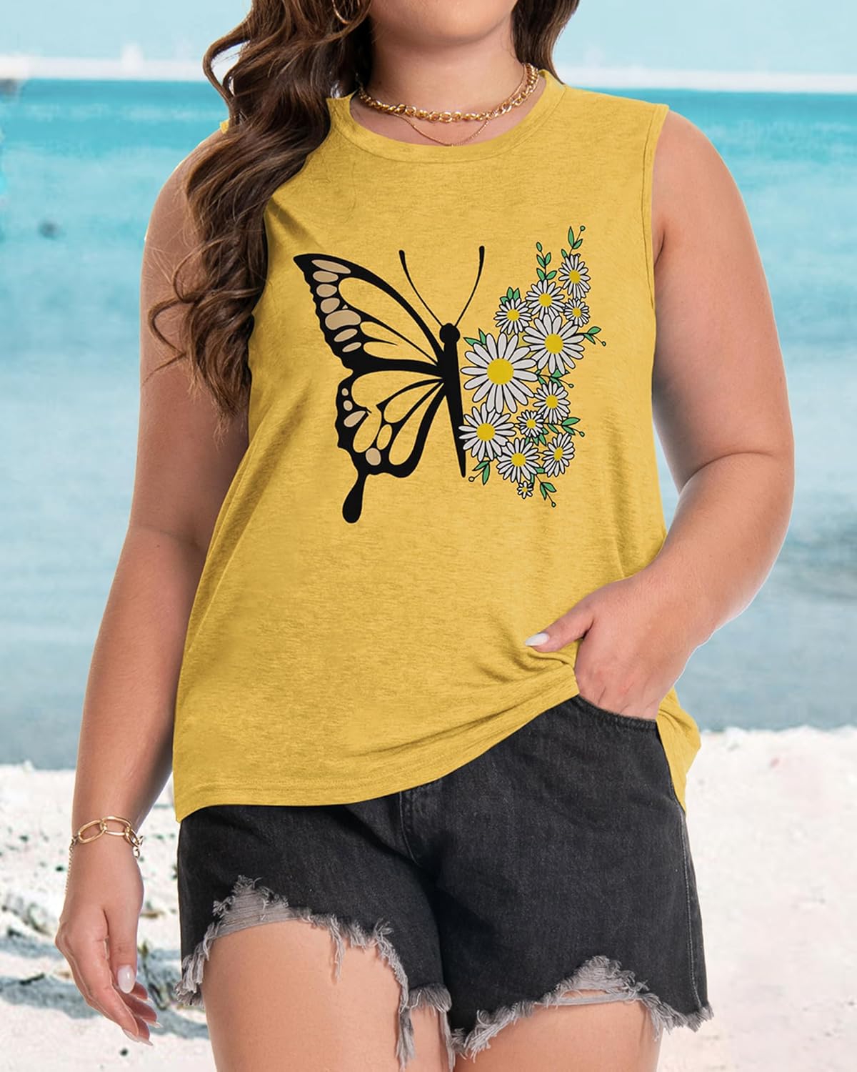 Plus Size Tops for Women Sleeveless Summer Tank Top Loose Fit Casual Tunics Shirts - Image 3